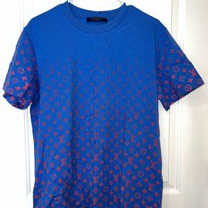 LOUIS VUITTON Blue Sky Monogram Gradient T-Shirt -Size M- Like New! Retail $1200